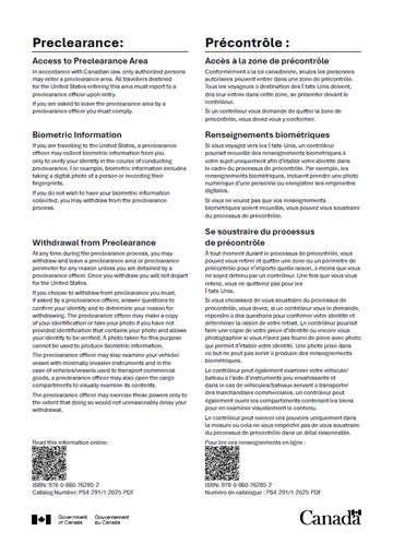 Access to preclearance area: Vehicle