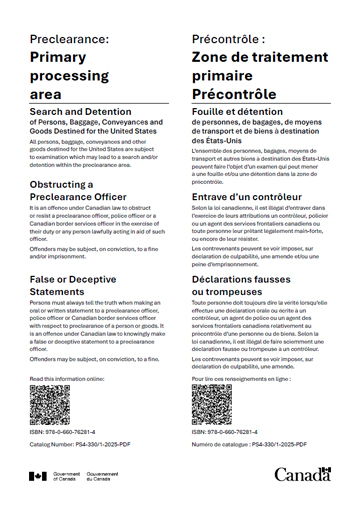 Preclearance: Primary Processing Area